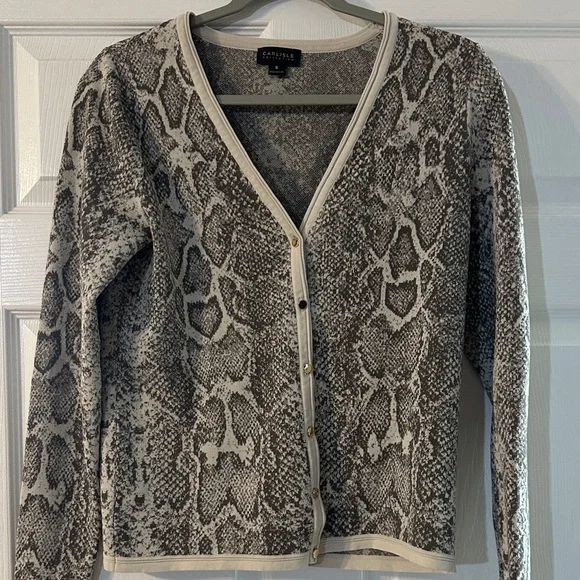 Carlisle Gray and Cream Snakeskin Cardigan - Picture 1 of 6